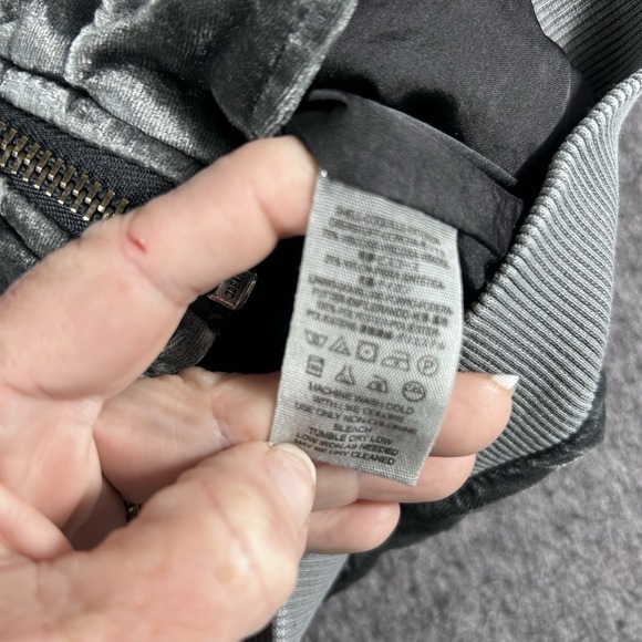 Free People Ruched Velvet Gray Bomber Jacket Size Small City Preppy Metal - Picture 6 of 7